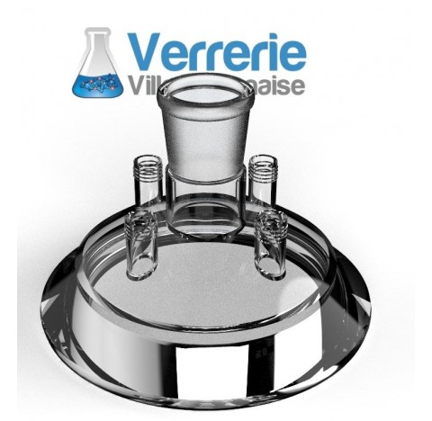 Couvercle de réacteur DN100 rodage central 29/32, 4 X pas de vis GL14