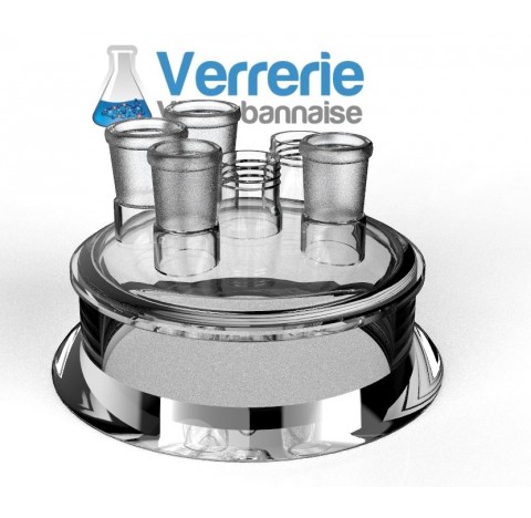Couvercle DN150 Schott Pression maximum 1 bars avec un filetage SVL30 central, un SVL30 droit, 2 rod