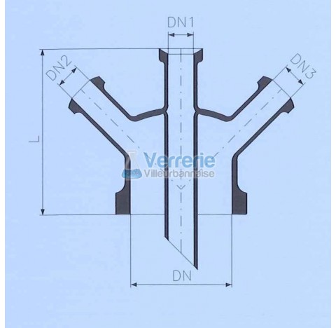 Tube d'alimentation DN 100 PZ et DN 25 KZB 2X DN 25 KZA Longueur L : 175 mm  verre industriel