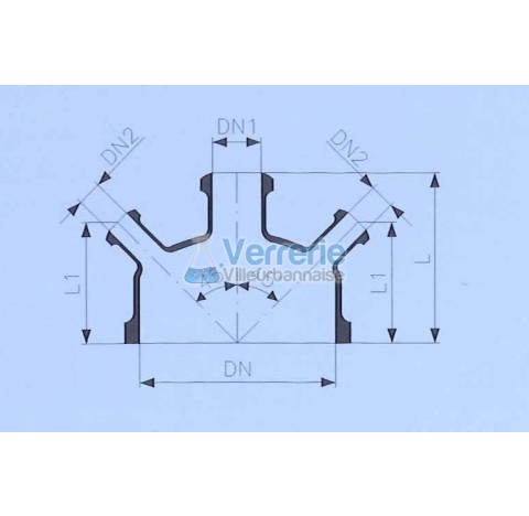 Couvercle DN 200 PZ trois entrees, un central DN 50 KZA deux inclines DN 25 KZA Hauteur 175mm  verre