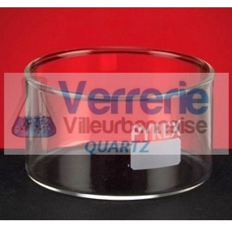 Cristallisoir quartz sans bec 300 ml Diam ext : 95mm Haut : 55mm Norme DIN 12337 / 12378 haute tempe
