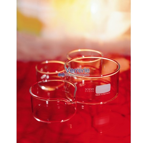 Cristallisoir 900ml avec bec verseur diam ext 140 mm hauteur 75 mm verre Pyrex