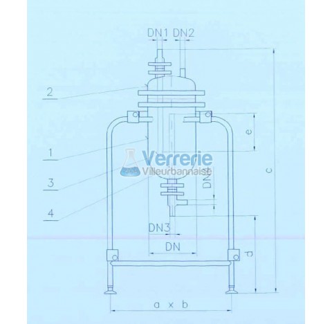 Cuve a separation en verre 150 litres DN 400 PZ , pour separer deux liquides de differente densite a