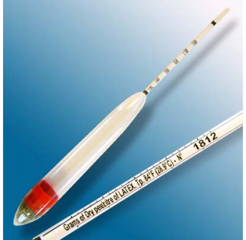 Densimetre en verre amplitude 50-250 g/l  division 10  longueur totale 260 mm   Temperature d'etalon