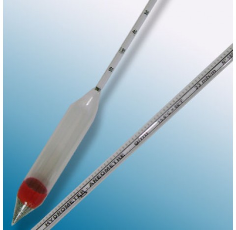 Densimetre en verre amplitude 0,700 - 0,760 g/ml   division 0,001 precision 0,002 longueur totale 28