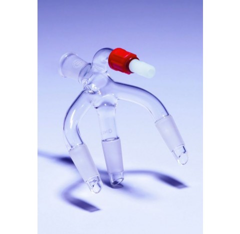Allonge avec branches multiples (pis de distillation), rodages femelles 14/26, rodage male 14/23