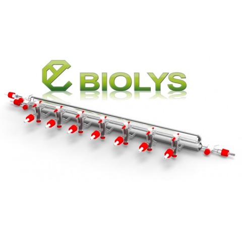 Rampe a vide double 7 voies robinet cle PTFE 2,5 mm olive en plastique