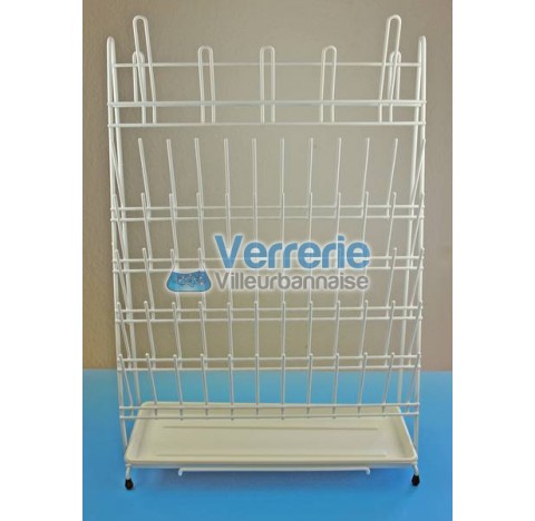 Egouttoir pour verrerie de laboratoire 42x15x61 cm jusqu'a 60 tubes et 5 ballons avec bac de retenti