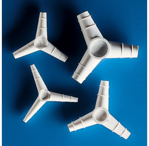 Raccord cannele en croix diam 14-16mm pour fixation de tuyaux / passage 9,6mm plastique Kartell