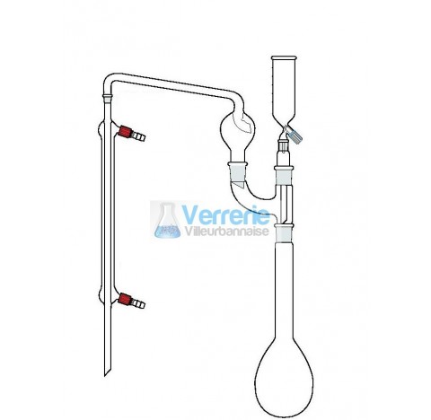 Appareil de Kjeldahl en verre Pyrex constitue de: 1 ballon Kjeldahl 24/29 1 raccord bicol 24/29 1 en