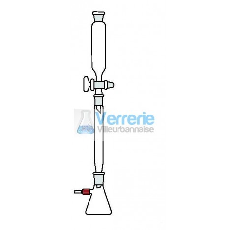 Ensemble chromatographique sans fritte sous vide en verre pyrex constitue de : 1 fiole a vide 500 ml