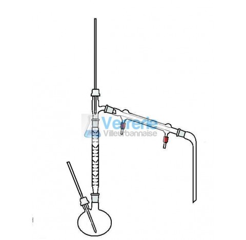 Ensemble de distillation a fraction double prise thermo comprenant Ballon bicol 500ml 24/29 rodaviss