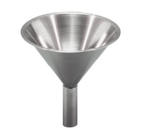 Entonnoir a poudre diam haut 120mm long de tige 60mm long totale 135mm diam de tige 20mm en inox
