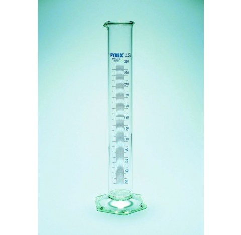 Eprouvette   graduee bleu a bec Pyrex forme haute classe B usage intensif 1000ml