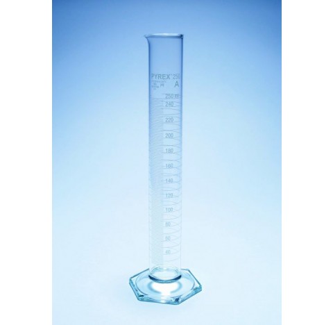 Eprouvette a bec, graduee blanc pied hexagonal classe A H mark 2000ml, fournie avec certificat indiv