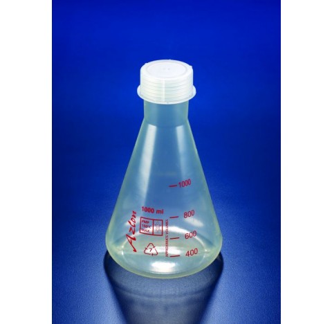 Fiole erlenmeyer TPX 50ml avec bouchon a vis