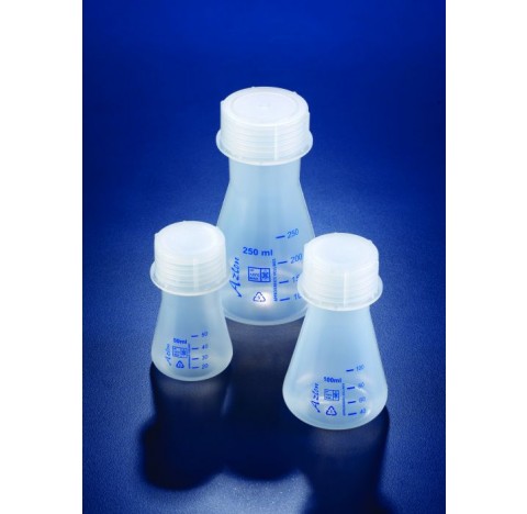 Fiole erlenmeyer PP 50ml avec bouchon a vis