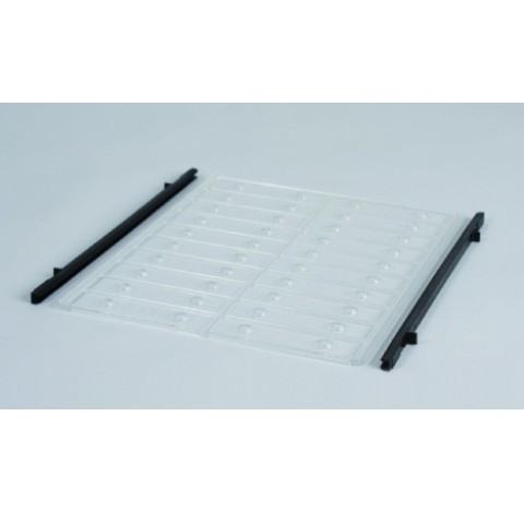 Etagere pour dessicateur en PMMA dimensions 320x4x258 mm diametre des 40 trous 11 mm , rail en polya