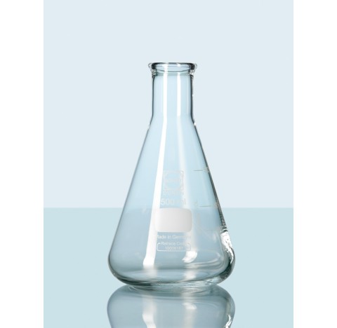 Fiole Erlenmeyer usage intensif, col etroit, avec graduation, 25ml diametre de base 42 mm diametre d