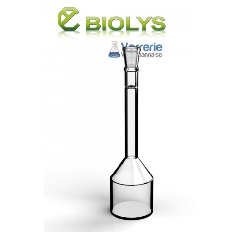 Fiole jaugée 100 ml rodée 14/23 pour appareil de digesdhal Hach, en verre borosilicate