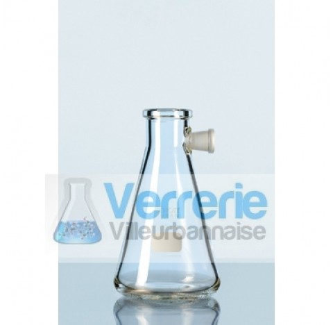 Fiole a vide 2000 ml pour filtration avec rodage lateral 17,5/26, Forme Erlenmeyer, pour emploi sous