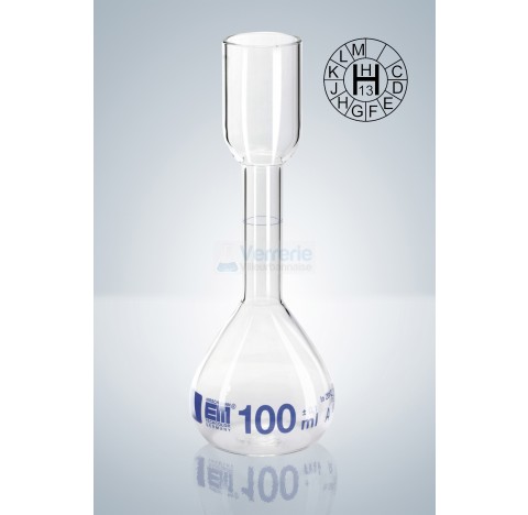 Fiole jaugee 100 ml pour analyses des sucres vendu par 2 tolerance : 0,1 ml long. : 170 mm