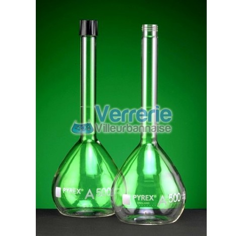 Fiole jaugee 100ml avec bouchon visse SVL15 joinTeteflonne tolerance 0,1 ml