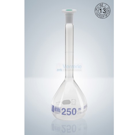 Fiole jaugee 10 ml rodee classe A en verre graduation bleue,marquage d'identification DIN EN ISO 104