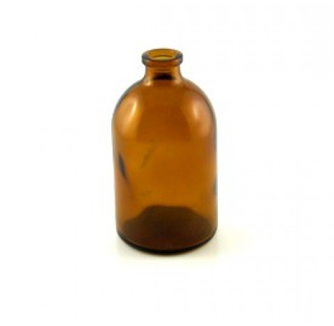 Flacon antibiotique 100 ml verre jaune sodocalcique traite type 2 (evite la migration des ions sodiu