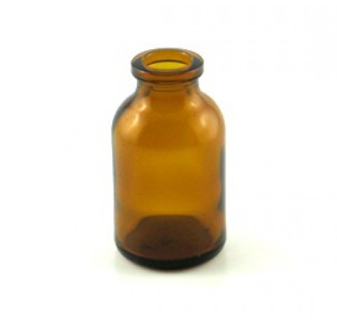 Flacon antibiotique 20 ml verre jaune sodocalcique traite type 2 (evite la migration des ions sodium