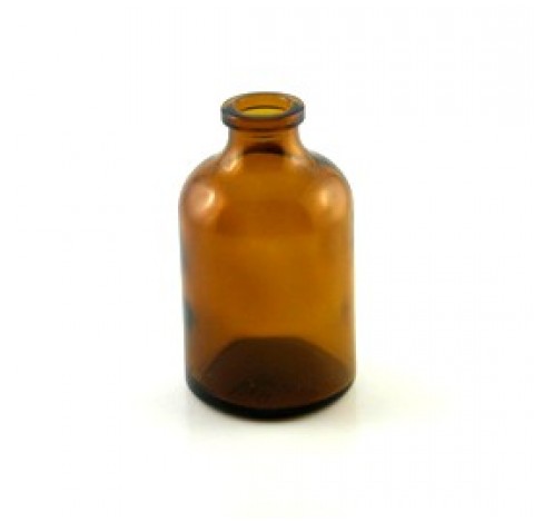 Flacon antibiotique 50 ml verre jaune sodocalcique traite type 2 (evite la migration des ions sodium