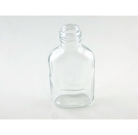 Flacon plat 100 ml verre blanc sodocalcique bague PP28