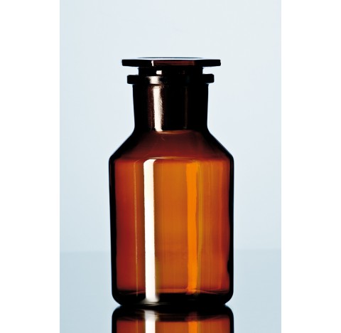Flacon a col large en verre sodo-calcique, avec bouchon, brun, NS 29/22, 100 ml