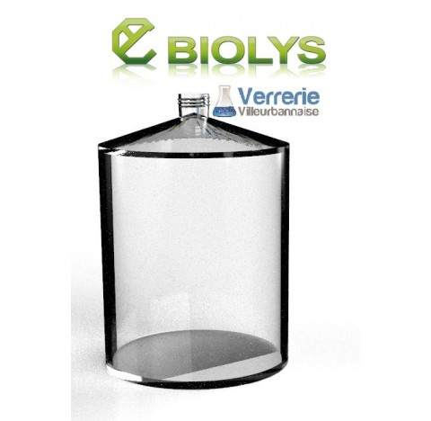 Flacon 15 litres diamètre 258 mm hauteur 370 mm avec GL45, verre borosilicate