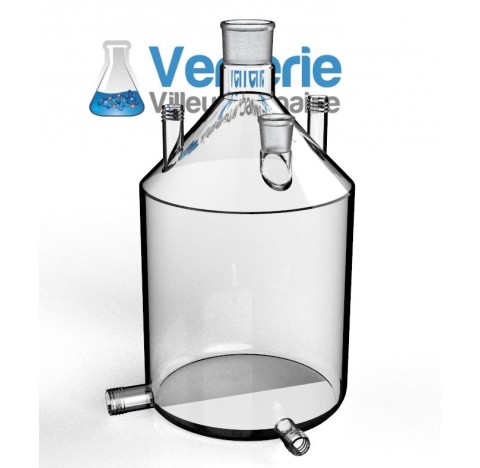 Flacon verre 20 litres pour appareil à oxydation par UV, un 45/40 femelle , 3x GL25 , 1x 29/32 femel