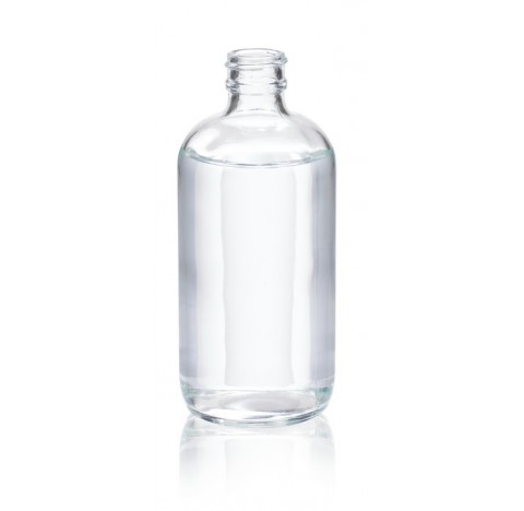 Flacon rond Boston, verre clair, contenance 1 oz sans bouchon visse 20-400, 31 mm diametre x 79 mm h