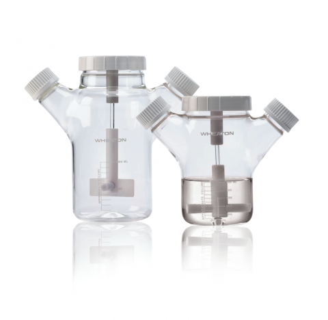 Flacon avec agitation a trois cols, Wheaton Celstir en verre borosilicate. Le flacon Spinner CELSTIR