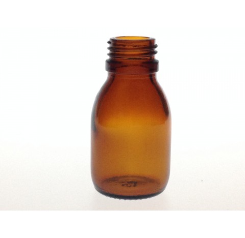 Flacons 30 ml col etroit sirop verre jaune sans bouchon ref : CAP28 pack de 156 mais vendu a l'unite