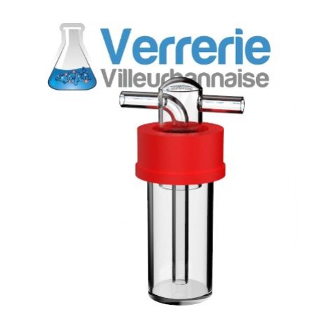 Flacon laveur de gaz 60 ml diam 26 sans fritte olive en verre fabrique dans nos ateliers