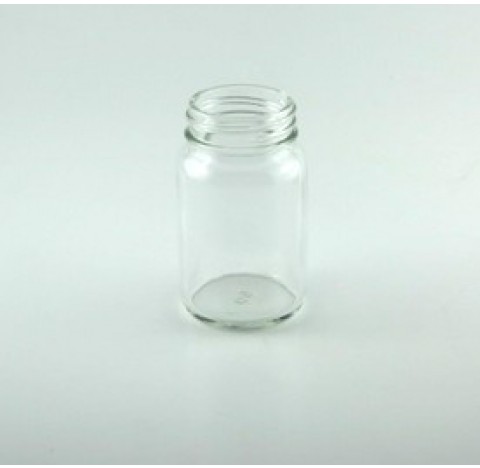 Flacon pharmaceutique 60 ml col large ouverture en verre, poudrier en verre R3/38 sodocalcique bague