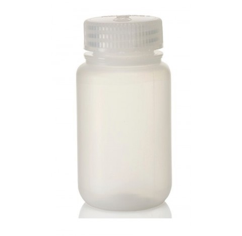 Flacon en polypropylene 125ml diametre 50 mm hauteur 99 mm, bouchon en polypropylene visse, 38-415