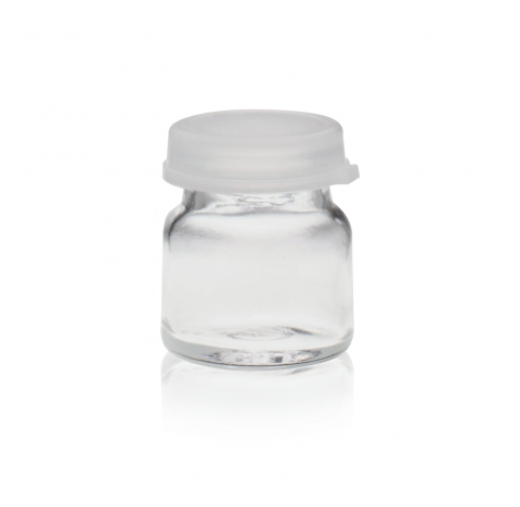 Flacon a echantillon, 4 ml, verre, avec bouchon a pression de taille 22 premonte, 23 mm diametre x 2
