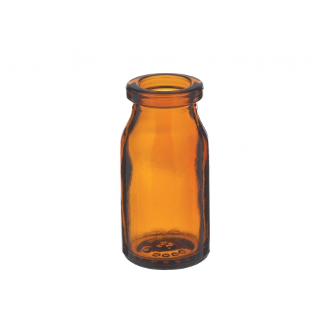 Flacon a serum 5 ml, verre borosilicate brun, dimensions du goulot: 13 mm DI x 20 mm DE, dimensions 