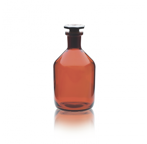 Flacon a reactif, verre brun, 500 ml, col etroit, taille de l'obturateur 24/29, 88 mm x 175 mm (Boit