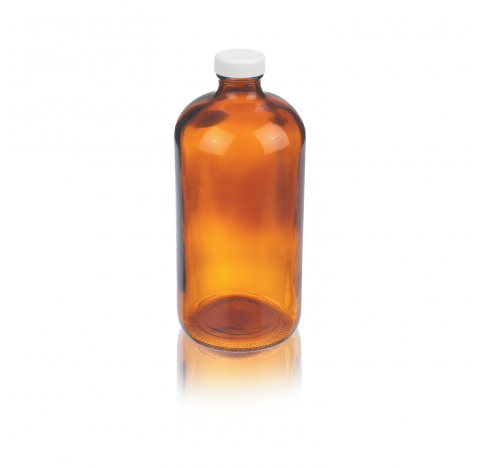 Flacon rond Boston, verre brun sodocalcique de Type III, contenance 1 oz avec bouchon visse 20-400 e