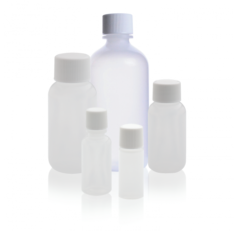 Flacon rond en LDPE, 15 ml, avec bouchon visse 15-415, 25 mm x 78 mm (Boite de 144)