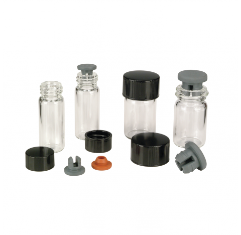 Ampoule Vacule 5 ml en verre borosilicate de Type I clair, avec bouchon 22-350 (Boite de 200). Flaco