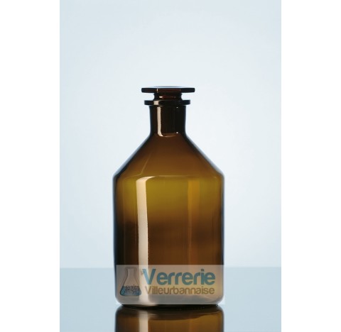 Flacon a col etroit en verre sodo-calcique BRUN, NS 14/15, clair, 50 ml avec bouchon en verre BRUN d