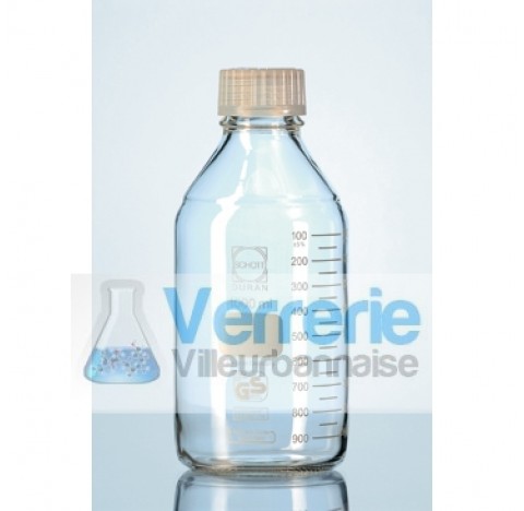 Flacon de laboratoire visse GL 45, Premium, sans capuchon a vis et bague de deversement (TpCh 260), 