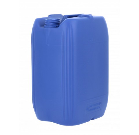 Jerrican en plastique PEHD de 20 litres gerbable, 750gr ONU serie F bleu, col central filetage 60/61